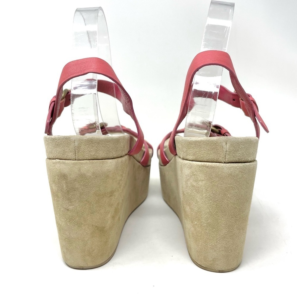 New Miu Miu Pink Leather Flatform Sandals Size 40 - Picture 6 of 14